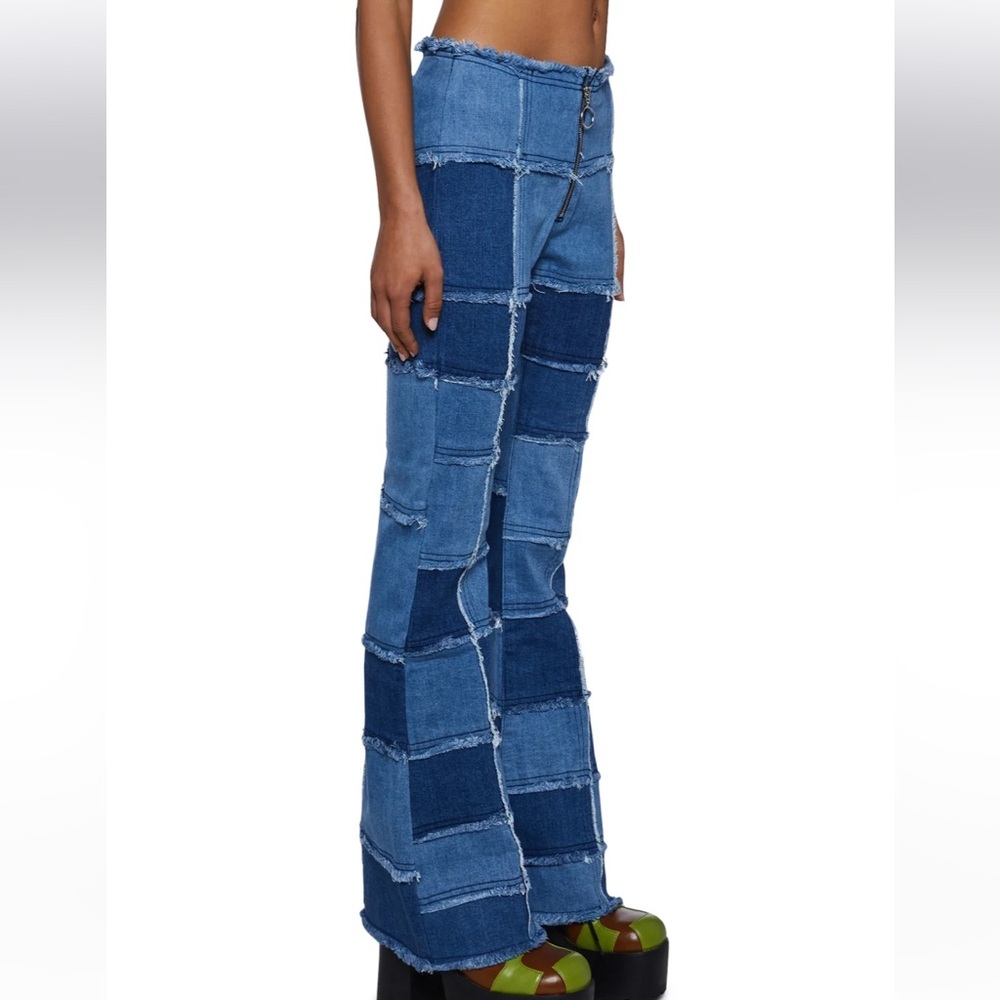 Patchwork Blue Denim Flared Jeans - image 3